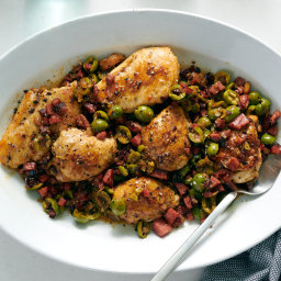 Seared Chicken With Salami and Olives