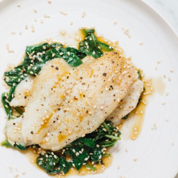 Seared Flounder with Sesame Spinach