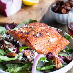 Seared Salmon over Mixed Greens