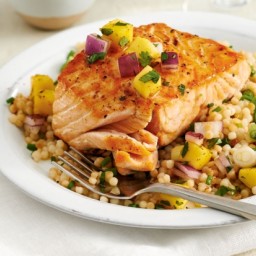 Seared Salmon with Buttery Couscous and Mango Salsa