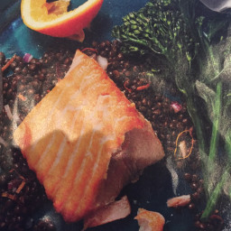 Seared Salmon with Orange Lentil Salad