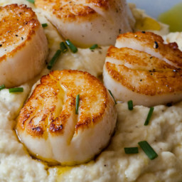Seared Scallops and Potato Celery Root Purée