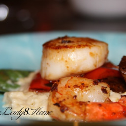 Seared Scallops with basil infused Pear Puree