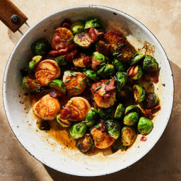 Seared Scallops With Glazed Brussels Sprouts