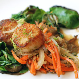 Seared Sea Scallops with Fresh Green Curry and Spinach