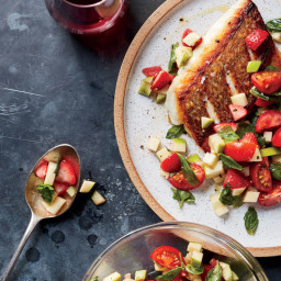 Seared Snapper with Granny Smith, Strawberry,  and Basil Salsa