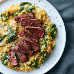 Seared Steak with Butternut Squash Risotto and Parmesan