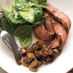 Seared Steak with Roasted Mushrooms and Spinach Salad