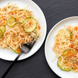 Seasoned Rice Noodles with Cucumber and Carrot Salad