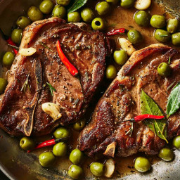 Serve Dirty Martini Pork Chops With an Olive Brine and Gin Pan Sauce