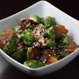 Sesame Brussels Sprouts and Shitake Mushrooms