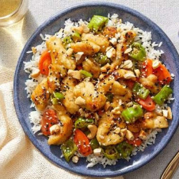 Sesame-Cashew Chicken with Carrots & Shishito Peppers