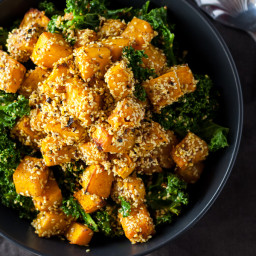 Sesame Crusted Pumpkin with Kale