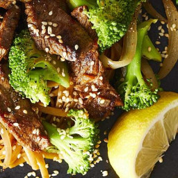 Sesame-Garlic Beef & Broccoli with Whole-Wheat Noodles