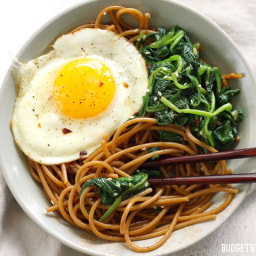Sesame Noodles with Wilted Greens