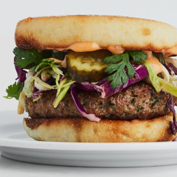 Sesame Pork Burgers with Sweet and Spicy Slaw