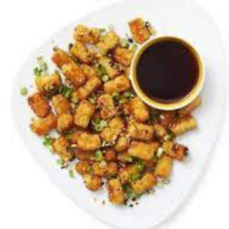 Sesame-scallion tots with soy sauce