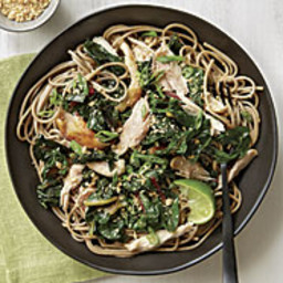 Sesame Soba Noodles with Roast Chicken and Chard
