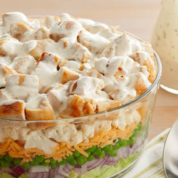 Seven Layer Chicken Salad with Ranch Dressing