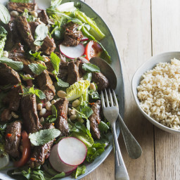 Shaking Beef Salad with Brown Rice