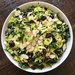 Shave Brussels Sprout, Kale and Quinoa Salad in a Lemony Dijon Dressing