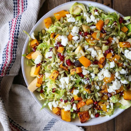Shaved Brussel Sprout Salad with Roasted Butternut Squash