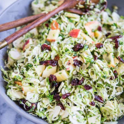 Shaved Brussels Sprouts Salad with Cranberries and Apples