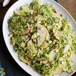Shaved Brussels Sprouts Salad with Apples, Hazelnuts and Brown Butter Dress