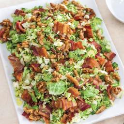 Shaved Brussels Sprouts Salad with Bourbon-Cane Vinaigrette and Bacon