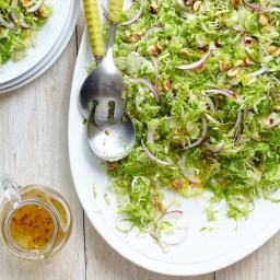 Shaved Brussels Sprouts Salad with Lemon-Chile Vinaigrette and Toasted Haze