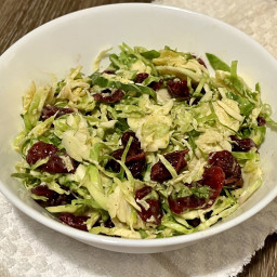 Shaved Brussels Sprouts with Dijon Vinaigrette and Cranberries