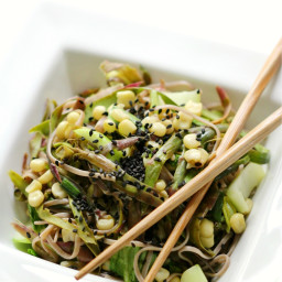 Shaved Purple Asparagus and Asian Vegetable Soba Noodles