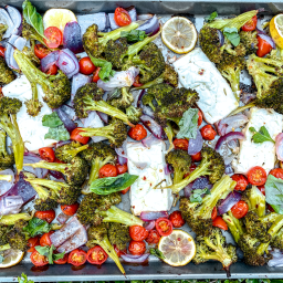 Sheet-Pan Baked Feta With Broccoli, Tomatoes and Lemon
