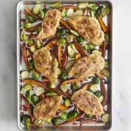 Sheet-Pan Chicken Cutlets with Brussels Sprouts & Sweet Potatoes