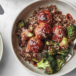 Sheet-Pan Chicken Meatballs and Charred Broccoli
