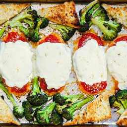 Sheet Pan Chicken Parm with Garlic Bread and Broccoli