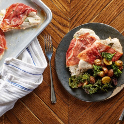 Sheet-Pan Chicken Saltimbocca With Roasted Potatoes and Crispy Kale