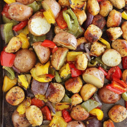 Sheet Pan Chicken Sausage with Broccoli, Peppers, & Potatoes