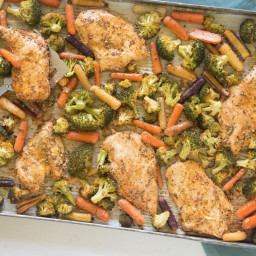 Sheet Pan Chicken with Broccoli and Carrots