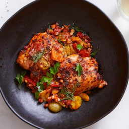 Sheet-Pan Chicken With Jammy Tomatoes and Pancetta