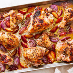 Sheet-Pan Chicken With Roasted Plums and Onions