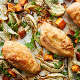 Sheet-Pan Chicken With Sweet Potatoes and Fennel