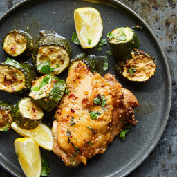 Sheet-Pan Chicken With Zucchini and Basil