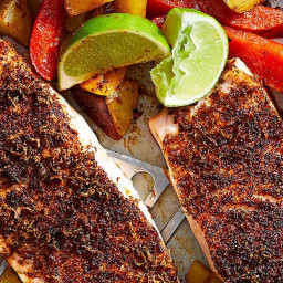 Sheet-Pan Chili-Lime Salmon with Potatoes & Peppers