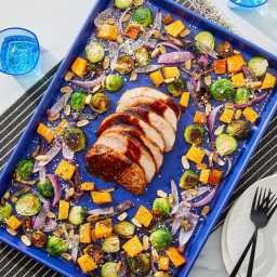 Sheet Pan Chipotle Pork Roast with Butternut Squash & Brussels Sprouts