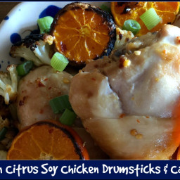 Sheet Pan Citrus Soy Chicken Drumsticks & Cauliflower