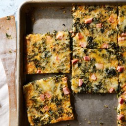 Sheet-Pan Eggs with Spinach & Ham Recipe