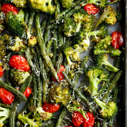Sheet Pan Garlic Parmesan Roasted Broccoli and Green Beans
