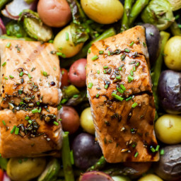 Sheet Pan Honey Balsamic Salmon with Brussels Sprouts