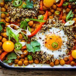 Sheet-Pan Indian Spiced Chickpeas and Eggs